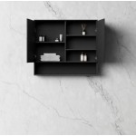 Marlo Matte Black Shaving Cabinet With Undershelf 900